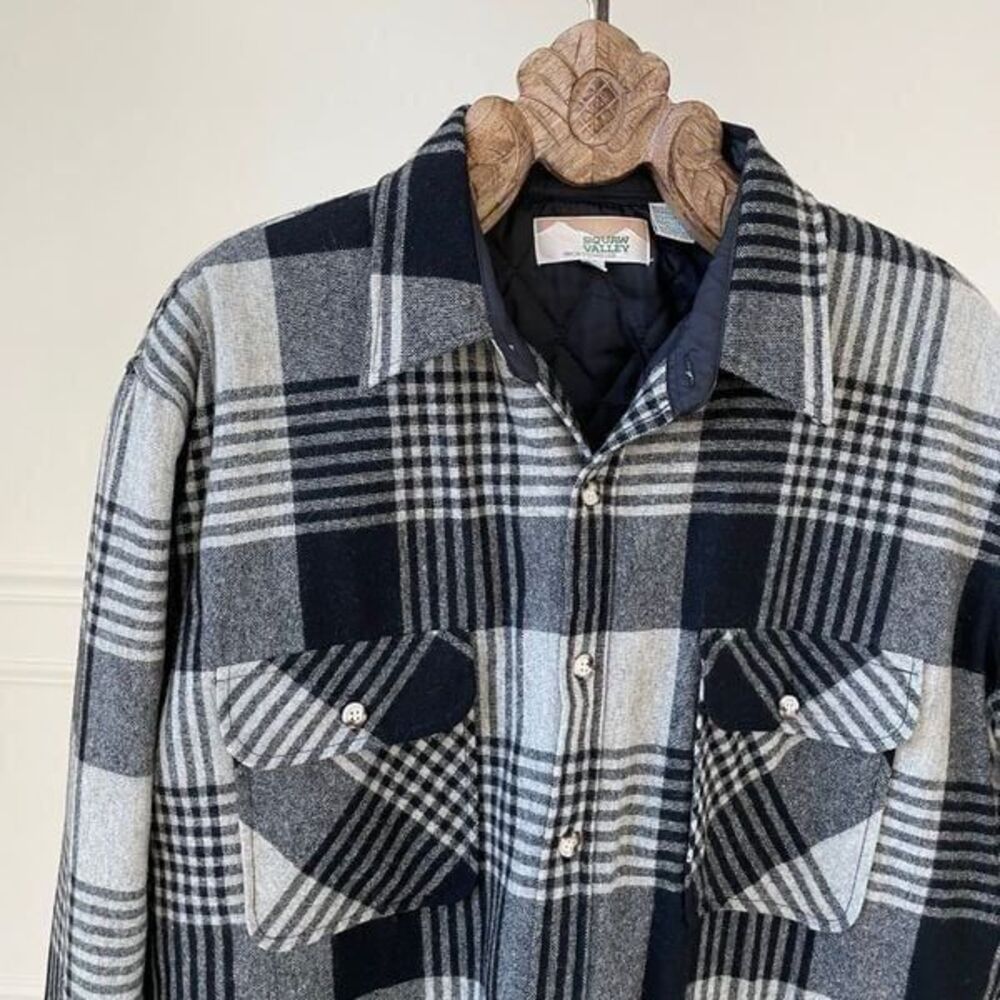 Squaw Valley Sportswear Plaid Wool Blend Quilted Lining Burton Shirt Shacket XLT